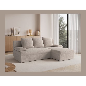 Canapé d'angle Beige 3 places angle adaptable 206x90x146cm GINA 