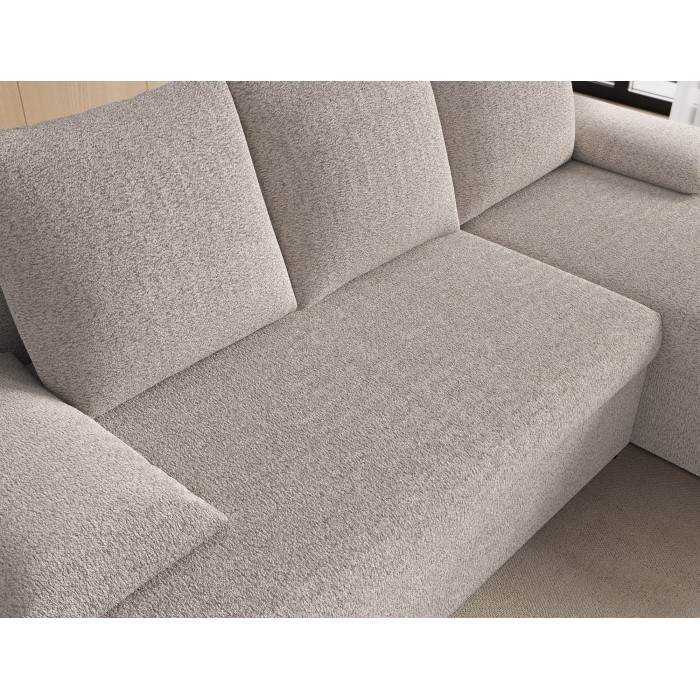 Canapé d'angle Beige 3 places angle adaptable 206x90x146cm GINA 
