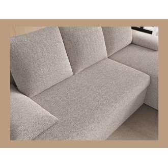 Canapé d'angle Beige 3 places angle adaptable 206x90x146cm GINA 
