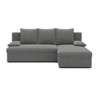Canapé d'angle Gris 3 places couchage d'appoint 206x90x146cm GINA 