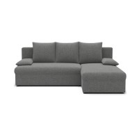 Canapé d'angle Gris 3 places couchage d'appoint 206x90x146cm GINA 