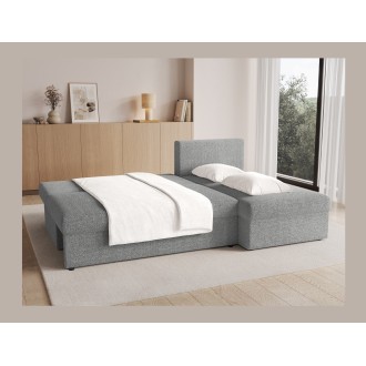 Canapé d'angle Gris 3 places couchage d'appoint 206x90x146cm GINA 