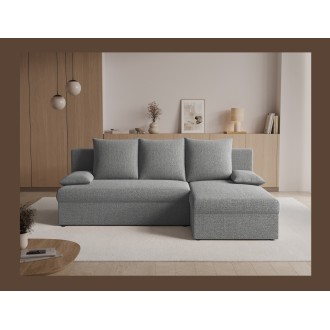 Canapé d'angle Gris 3 places couchage d'appoint 206x90x146cm GINA 