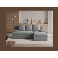 Canapé d'angle Gris 3 places couchage d'appoint 206x90x146cm GINA 