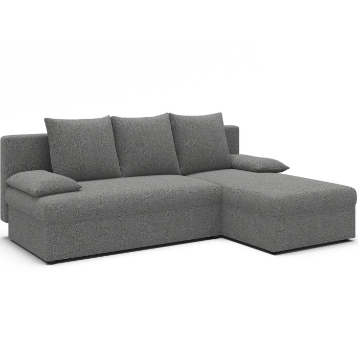Canapé d'angle Gris 3 places couchage d'appoint 206x90x146cm GINA 