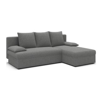 Canapé d'angle Gris 3 places couchage d'appoint 206x90x146cm GINA 