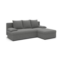 Canapé d'angle Gris 3 places couchage d'appoint 206x90x146cm GINA 