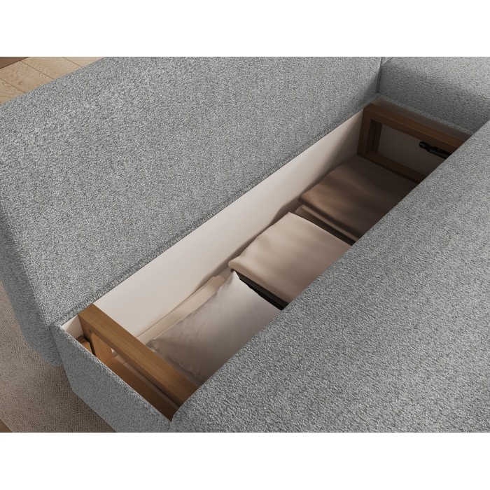 Canapé d'angle Gris 3 places couchage d'appoint 206x90x146cm GINA 