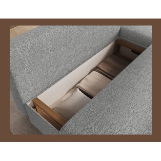 Canapé d'angle Gris 3 places couchage d'appoint 206x90x146cm GINA 