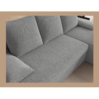 Canapé d'angle Gris 3 places couchage d'appoint 206x90x146cm GINA 