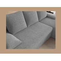 Canapé d'angle Gris 3 places couchage d'appoint 206x90x146cm GINA 