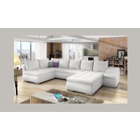 Canapé panoramique GYOVANI blanc angle droit convertible 6 places 