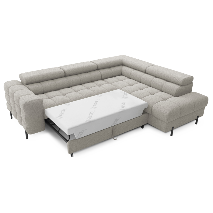 Canapé d'angle droit convertible Beige 5 places FERRUM avec méridienne 276x93x200cm 
