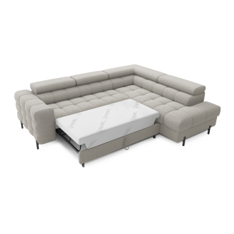 Canapé d'angle droit convertible Beige 5 places FERRUM avec méridienne 276x93x200cm 