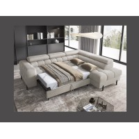 Canapé d'angle droit convertible Beige 5 places FERRUM avec méridienne 276x93x200cm 