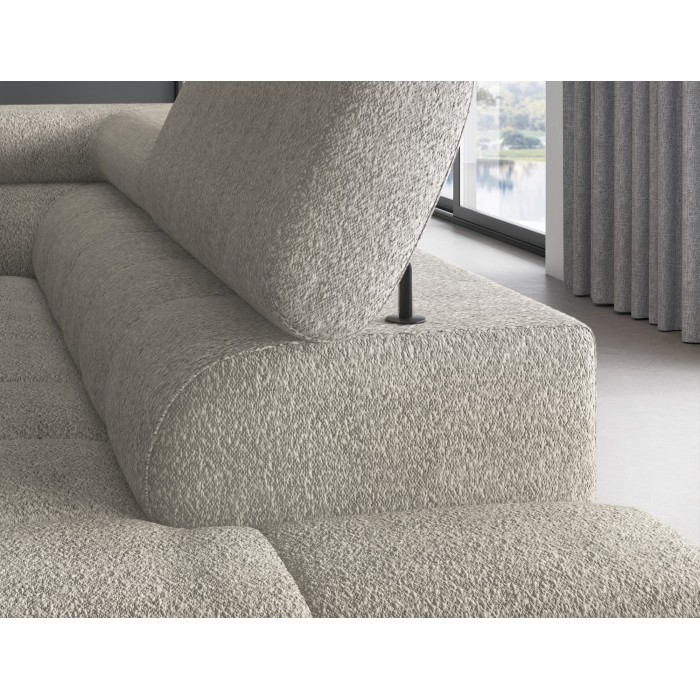 Canapé d'angle droit convertible Beige 5 places FERRUM avec méridienne 276x93x200cm 