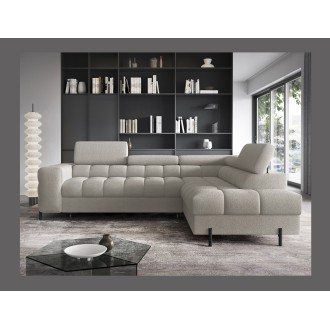 Canapé d'angle droit convertible Beige 5 places FERRUM avec méridienne 276x93x200cm 