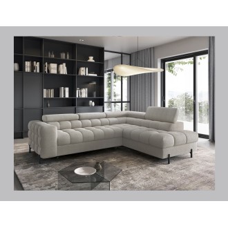 Canapé d'angle droit convertible Beige 5 places FERRUM avec méridienne 276x93x200cm 