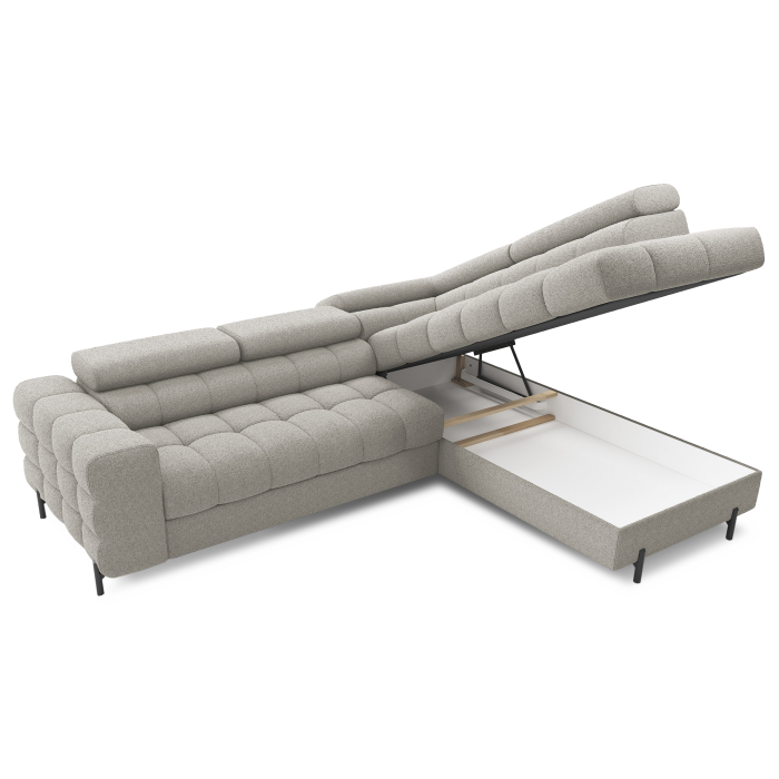Canapé d'angle droit convertible Beige 5 places FERRUM avec méridienne 276x93x200cm 