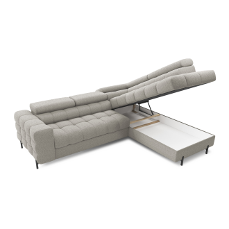 Canapé d'angle droit convertible Beige 5 places FERRUM avec méridienne 276x93x200cm 