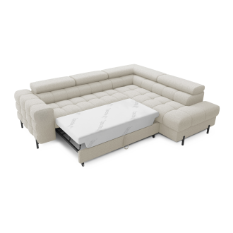 Canapé FERRUM Beige clair convertible 5 places angle droit avec coffre 276x93x200cm 