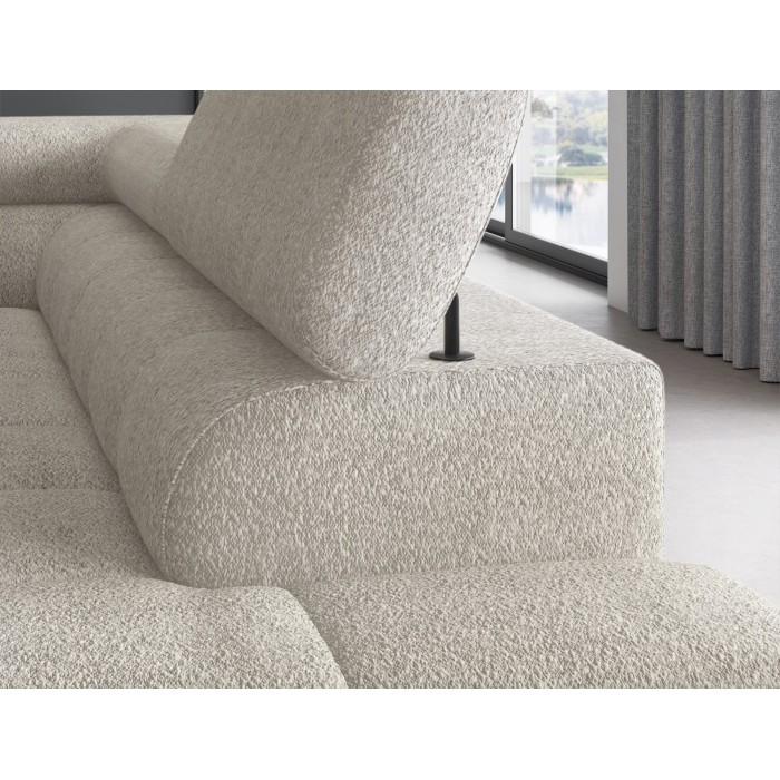 Canapé FERRUM Beige clair convertible 5 places angle droit avec coffre 276x93x200cm 