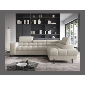 Canapé FERRUM Beige clair convertible 5 places angle droit avec coffre 276x93x200cm 