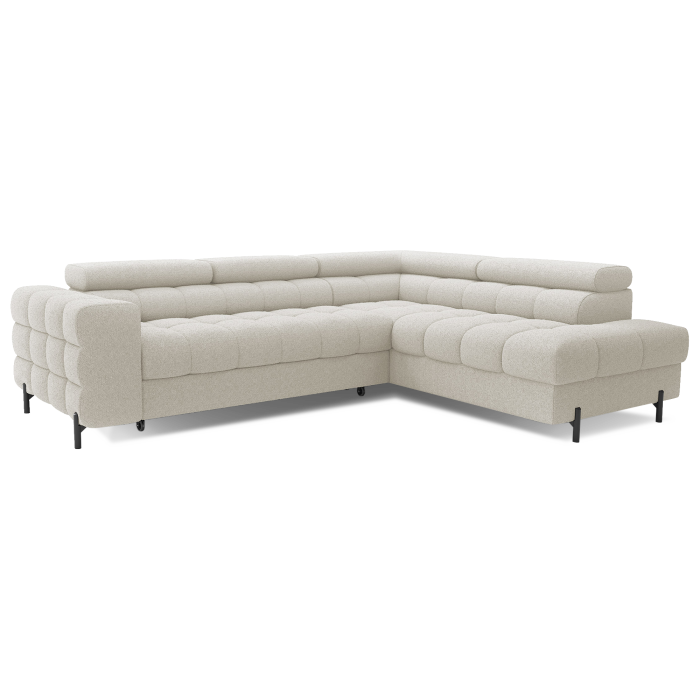 Canapé FERRUM Beige clair convertible 5 places angle droit avec coffre 276x93x200cm 