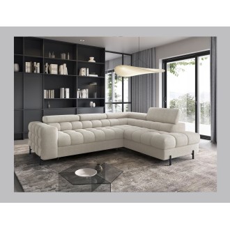 Canapé FERRUM Beige clair convertible 5 places angle droit avec coffre 276x93x200cm 