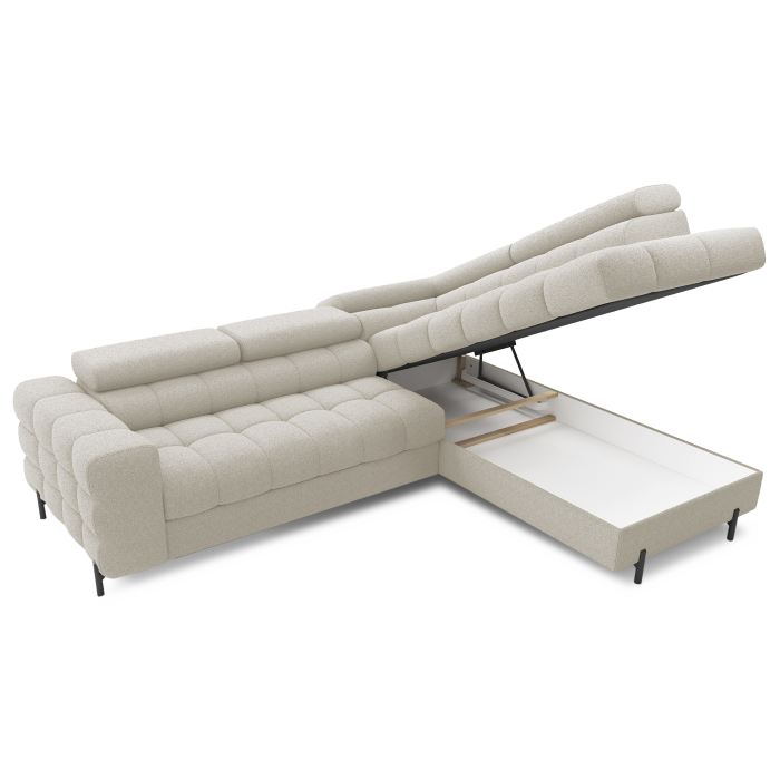 Canapé FERRUM Beige clair convertible 5 places angle droit avec coffre 276x93x200cm 