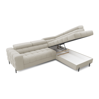Canapé FERRUM Beige clair convertible 5 places angle droit avec coffre 276x93x200cm 