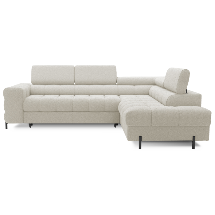 Canapé FERRUM Beige clair convertible 5 places angle droit avec coffre 276x93x200cm 