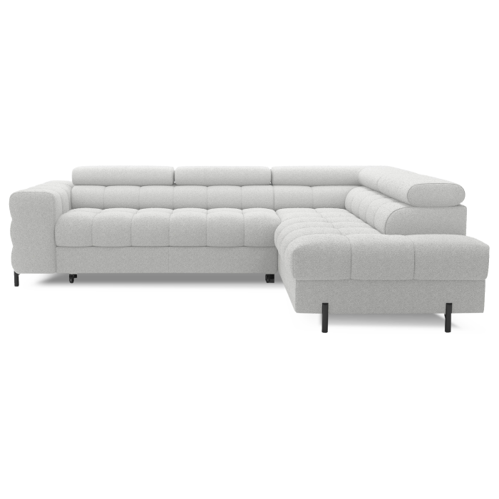 Canapé d'angle droit FERRUM Gris clair avec coffre avec têtières 276x93x200cm 