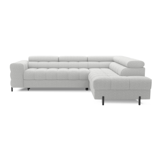Canapé d'angle droit FERRUM Gris clair avec coffre avec têtières 276x93x200cm 