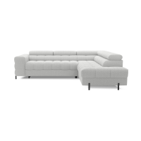 Canapé d'angle droit FERRUM Gris clair avec coffre avec têtières 276x93x200cm 