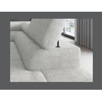 Canapé d'angle droit FERRUM Gris clair avec coffre avec têtières 276x93x200cm 