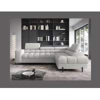 Canapé d'angle droit FERRUM Gris clair avec coffre avec têtières 276x93x200cm 