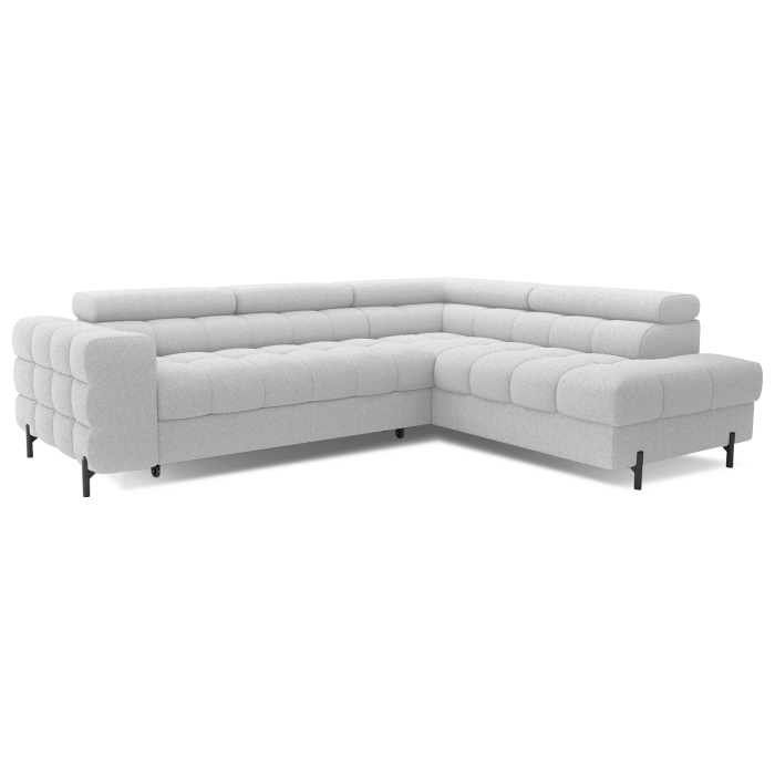 Canapé d'angle droit FERRUM Gris clair avec coffre avec têtières 276x93x200cm 