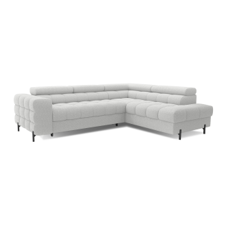 Canapé d'angle droit FERRUM Gris clair avec coffre avec têtières 276x93x200cm 