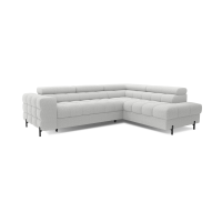 Canapé d'angle droit FERRUM Gris clair avec coffre avec têtières 276x93x200cm 