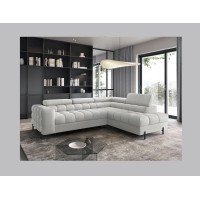 Canapé d'angle droit FERRUM Gris clair avec coffre avec têtières 276x93x200cm 