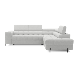 Canapé d'angle droit FERRUM Gris clair avec coffre avec têtières 276x93x200cm 