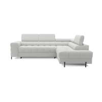 Canapé d'angle droit FERRUM Gris clair avec coffre avec têtières 276x93x200cm 