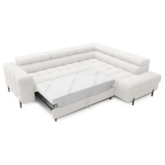 Canapé convertible Blanc alpin FERRUM 5 places angle droit avec couchage 276x93x200cm 
