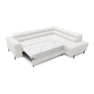 Canapé convertible Blanc alpin FERRUM 5 places angle droit avec couchage 276x93x200cm 