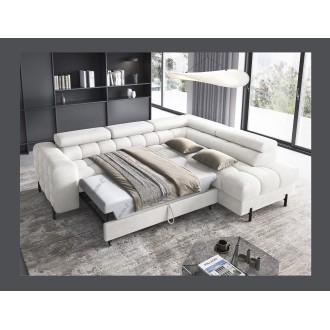 Canapé convertible Blanc alpin FERRUM 5 places angle droit avec couchage 276x93x200cm 