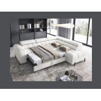 Canapé convertible Blanc alpin FERRUM 5 places angle droit avec couchage 276x93x200cm 