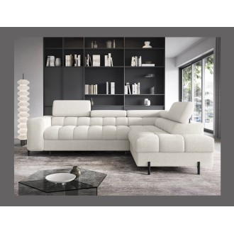 Canapé convertible Blanc alpin FERRUM 5 places angle droit avec couchage 276x93x200cm 