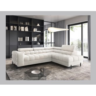Canapé convertible Blanc alpin FERRUM 5 places angle droit avec couchage 276x93x200cm 