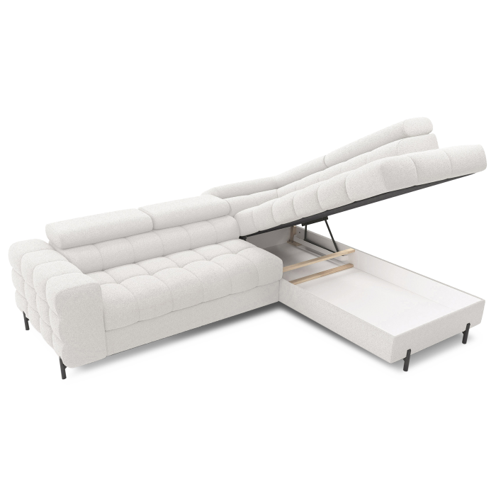 Canapé convertible Blanc alpin FERRUM 5 places angle droit avec couchage 276x93x200cm 